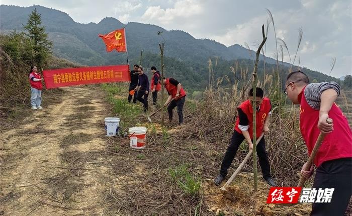 绥宁县委政法委深入关峡村开展义务植树暨主题党日活动_邵商网