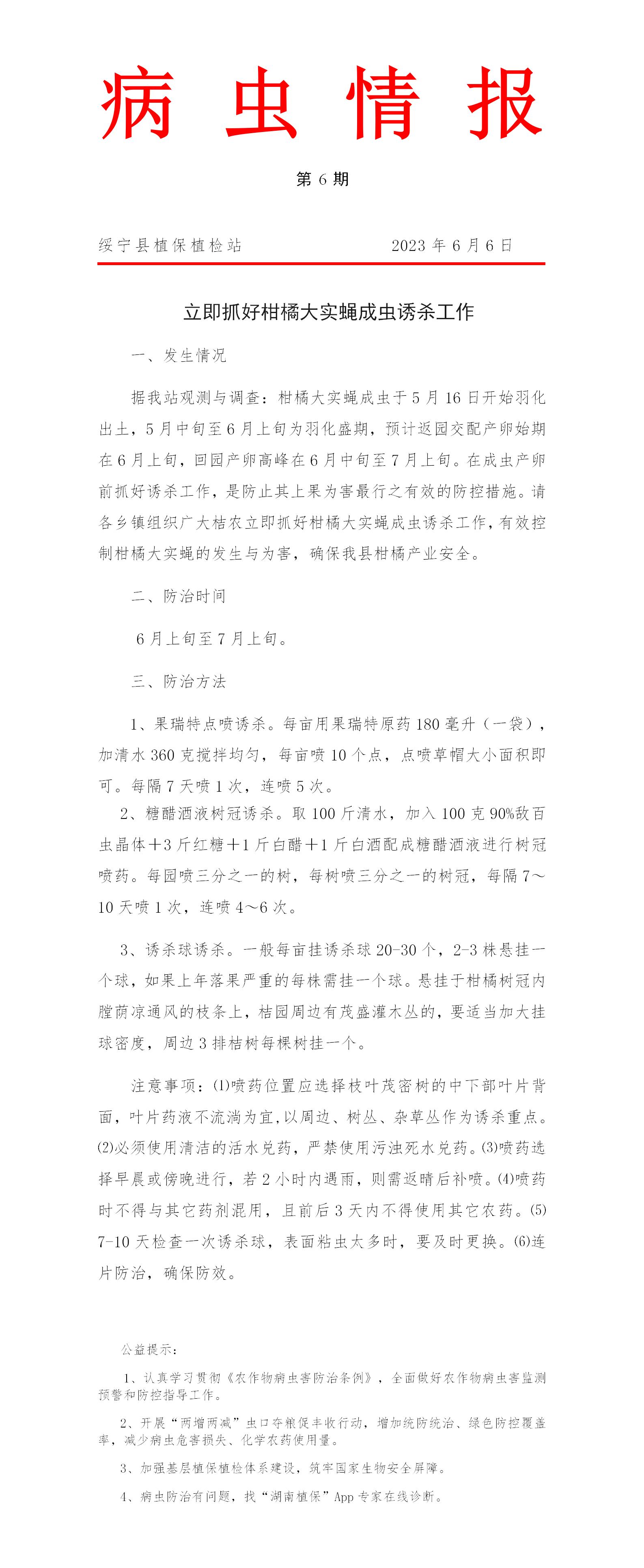 病虫情报第6期 立即抓好柑橘大实蝇成虫诱杀工作_邵阳头条网