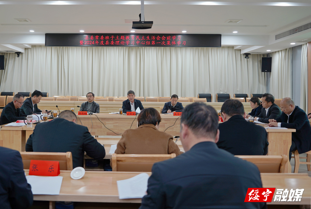 佘芝云主持县委常委班子主题教育民主生活会会前学习暨2024年度县委理论学习中心组第一次集体学习(图1)