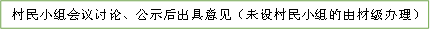 村民小组会议讨论、公示后出具意见（未设村民小组的由材级办理）