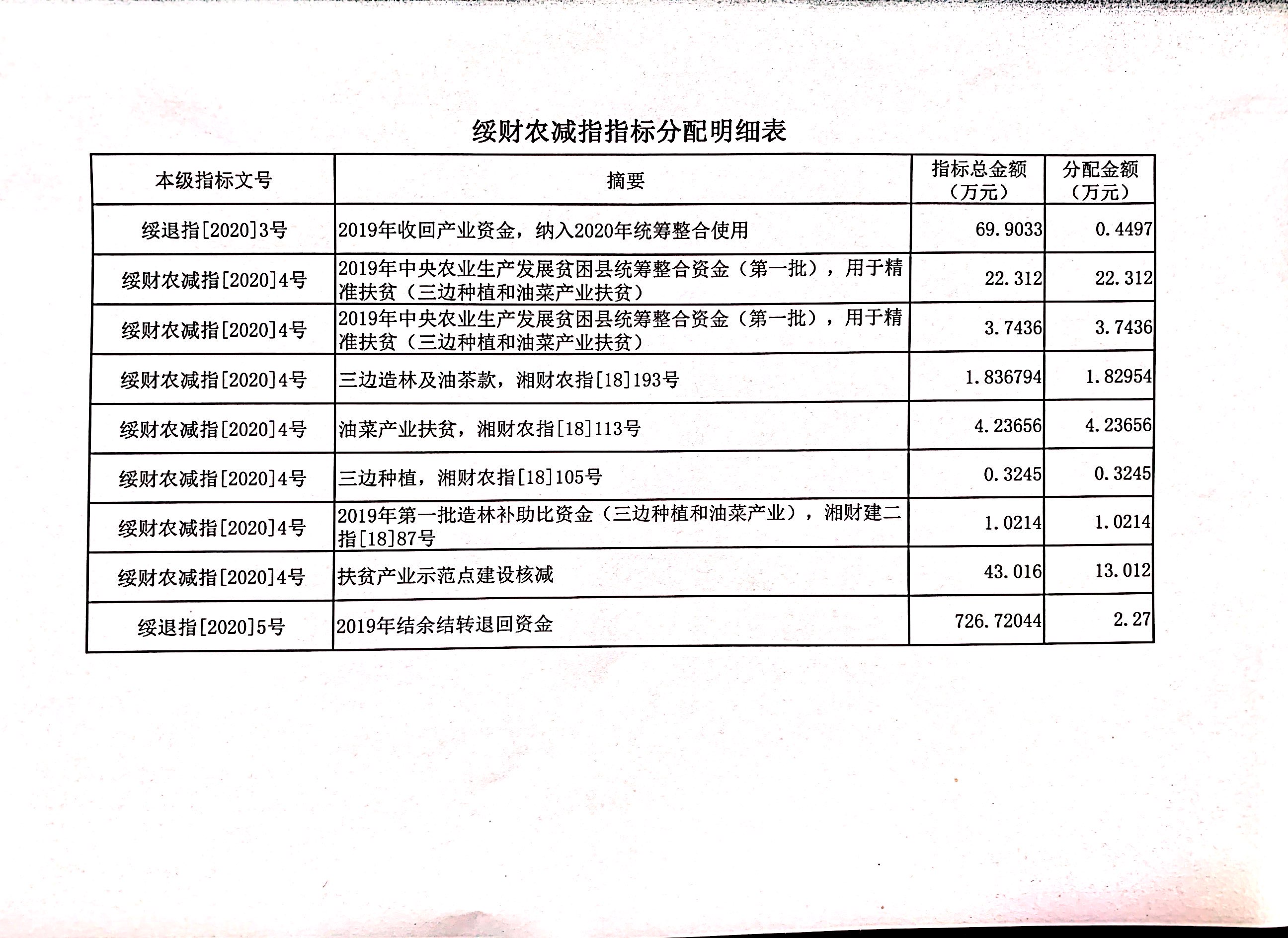 绥宁县财政局关于下达2020年统筹整合使用财政涉农资金（第五批）的通知(图5)