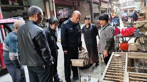 绥宁县市场监管局农贸市场鸡鸭鱼称重器具专项检测行动(图1)